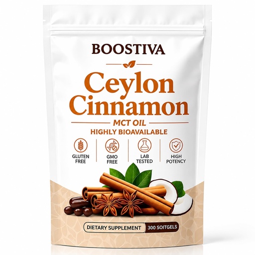 [BRSRYZL4OQORS3LF] Boostiva Ceylon Cinnamon - 300 Softgels, Premium Ceylon Cinnamon with MCT Oil, Highly Bioavailable, Non-GMO, Gluten Free, Vegan Capsules for Daily Wellness Support Supplement (1)