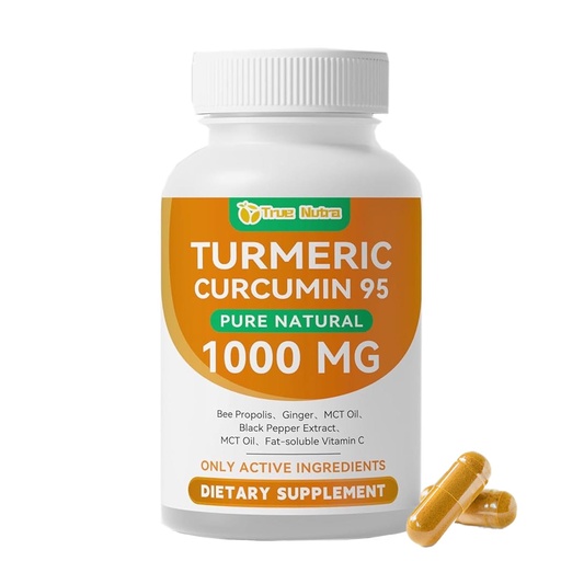 [BRSRGGLRDMNAYFAU] Turmeric Curcumin Supplement, Pure Turmeric Curcumin with 95% Curcuminoids, 1000mg，Non-GMO，120 Capsules (1PCS)