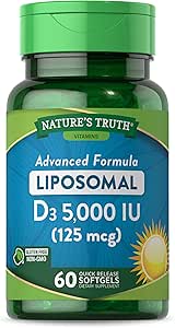 [BRSRMAIZOFYWODQZ] Nature's Truth Liposomal Vitamin D3 | 5000 IU | 60 Softgels | Non-GMO & Gluten Free Supplement