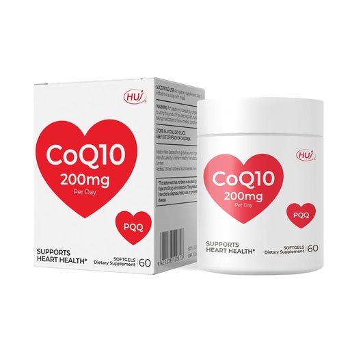 [BRSRE2Q5BYPAMHLX] HUJ CoQ10 200mg Per Day - Heart Health & Cellular Energy Support with Coenzyme Q10, Vitamin E & PQQ - 60 Softgels