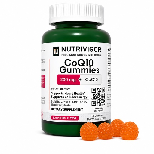 [BRSRAYACDMPBOETX] CoQ10 Gummies 200mg, Coenzyme Q10 Gummies for Adults, Sugar Free Vegan Supplement, Supports Heart Health, Cellular Energy & Antioxidant Support, No Artificial Colors Added, Raspberry Flavor, 60 Count