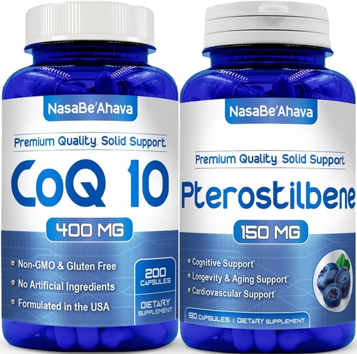 [BRSRGYY5OUIQGYLL] Extra Strength Pterostilbene & CoQ10 400mg Bundle | Cognitive Cellular Aging & Brain Support Bundle with Pterostilbene and Coenzyme Q10 Supplements