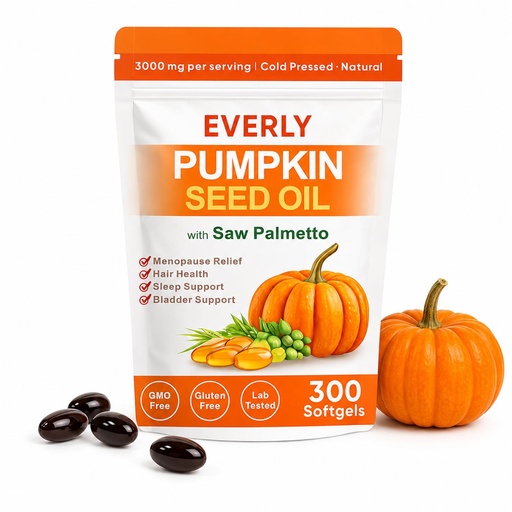 [BRSRYZQPBUBAMFA2] Seed Oil with Saw Palmetto, 300 Softgels, Cold Pressed Pumpkin Seed Oil