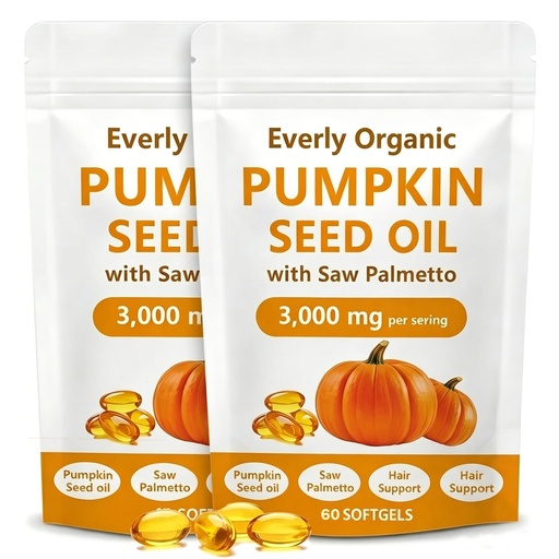 [BRSRYY34OIMRQFA4] Everly Pumpkin Seed Oil with Saw Palmetto - Everly Pumpkin Seed Oil - Cold Pressed,3000mg per Serving,Non-GMO,60 Capsule. (2)