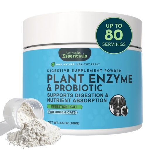 [BRSWIYT3AIIAKYAZ] Animal Essentials Plant Enzyme & Probiotics - Probiotics & Digestive Enzymes for Dogs & Cats, Natural Daily Gut & Digestion Support Supplement for Pets, Plant Based - 3.5 Oz