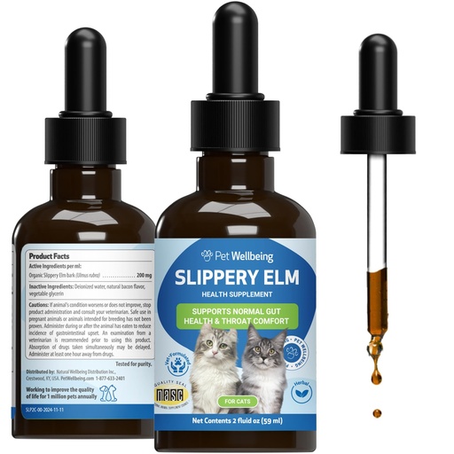 [BRSRACQEOECGYHQU] Pet Wellbeing Slippery Elm for Cats - Vet-Formulated Dual Digestive & Throat Support - Organic Pure Single Herb Extract - Holistic Soothing Cat Supplement - Liquid Formula 2 oz (59ml)