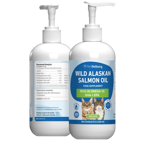 [BRSRAFT7OUHGMH3Z] Pet Wellbeing Wild Alaskan Salmon Oil Cats - Omega-3 EPA & DHA Skin, Coat, Joint & Heart Health - NASC Certified & Vet-Formulated - 8oz Pump Bottle