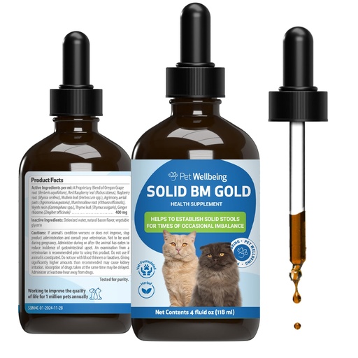 [BRSREEIDOIOQMETH] Pet Wellbeing Solid BM Gold for Cats - Supports Healthy Digestive Function, Solid Stools, Bayberry, Oregon Grape - Veterinarian-Formulated Herbal Supplement 4 oz (118 ml) (4 fl oz (118 ml))