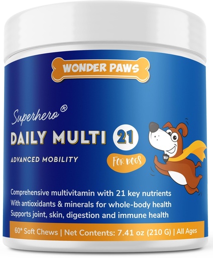 [BRSWYGQHBNYGYFL2] WONDER PAWS Premium Multivitamin for Dogs Daily Multi for Immune, Mood, Joint, Skin, Heart & Digestive Health - 21 in 1 Dog Multivitamins for Optimal Health Essential - 60 Multivitamin Dog Chews