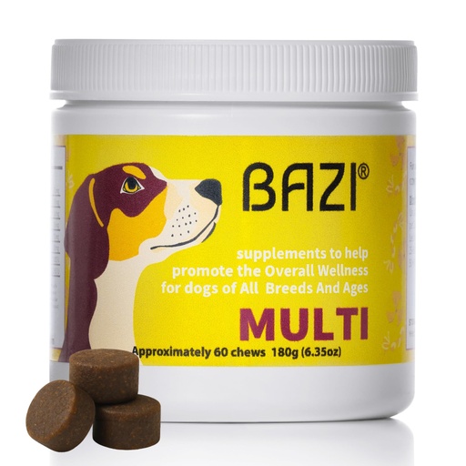 [BRSRABT3AAJRE2Q4] BAZI Multi Dog Chews – Comprehensive Health Supplement with Glucosamine, Probiotics, Salmon Oil, Ashwagandha & Mushrooms – Daily Well-Being, Skin & Coat, Digestion, and Vitality Support for All Dogs