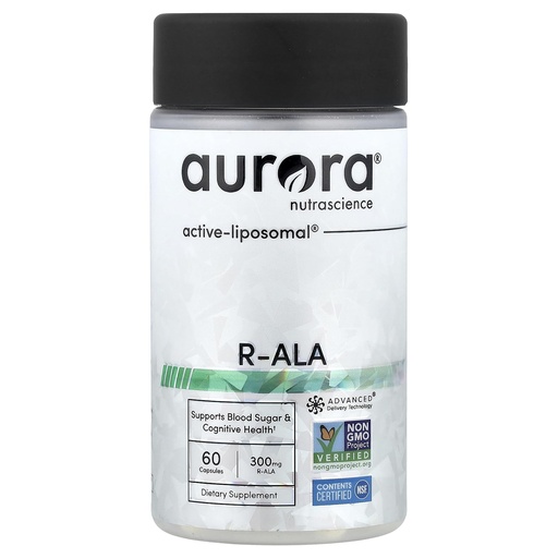 [BRSRGEL5DMGR43LV] Liposomal R-AL Aurora Liposomal R-ALA – High Absorption 300mg R-Alpha Lipoic Acid – Supports Antioxidant Defense, Glucose Metabolism & Cellular Energy – Non-GMO, 60 Capsules