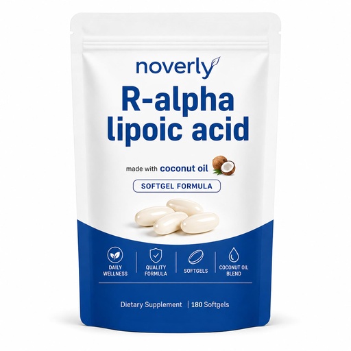 [BRSRYZL4OUHRYGY7] Noverly R-Alpha Lipoic Acid Softgels with Coconut Oil, 180 Count