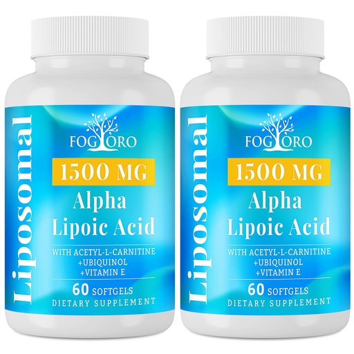 [BRSROHA3OB4GYFDU] Fogoro Alpha Lipoic Acid 1500 mg-Liposomal ALA Supplement for Cellular Energy Production,Glucose and Lipid Metabolism,Free Radical Scavenger,120 Softgels