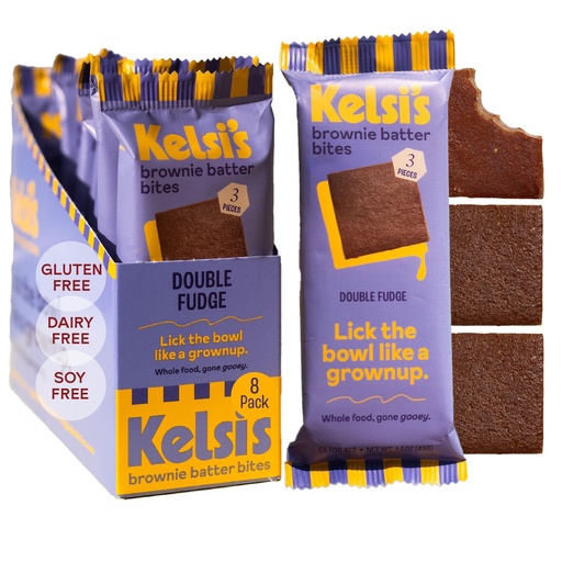 [BRSREAY5BEIQMHT3] Kelsi's Double Fudge Brownie Batter Bites, 8 Pack - Whole Ingredients, Healthy Brownie Bites, Dairy Free, Gluten Free, Soy Free Chocolate, Zero Refined Sugar, Paleo, Minimally Processed, Healthy Snack Alternative for Adults & Kids