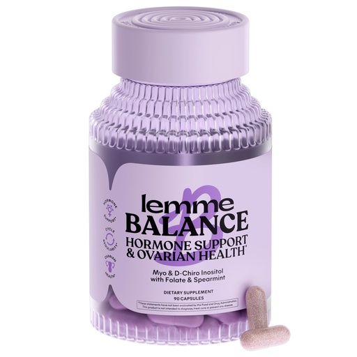 [BRSRYYIRCN5B6ADF] Lemme Balance Hormone Support Capsules for Women, Clinically-Studied 40:1 Myo & D-Chiro Inositol Blend to Support Hormone Management, w/Folate, Vitamin D3, Chromium & Spearmint, 90 Capsules