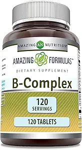 [BRSWKZLZPIFQOHI3] Amazing Formulas Vitamin B Complex with 11 Key Nutrients | 120 Tablets Supplement | Vitamin B1, B2, B3, B6, B12, Folic Acid, Biotin, Choline, Inositol, PABA