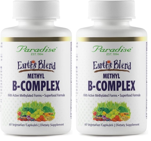 [BRSREAANOZYBQGT4] Paradise Herbs, Earth's Blend B-Complex, Methylated, Enzymatically Active Forms of B Vitamins + Superfoods, Supports Energy & Immunity, 60 Capsules (Pack of 2)
