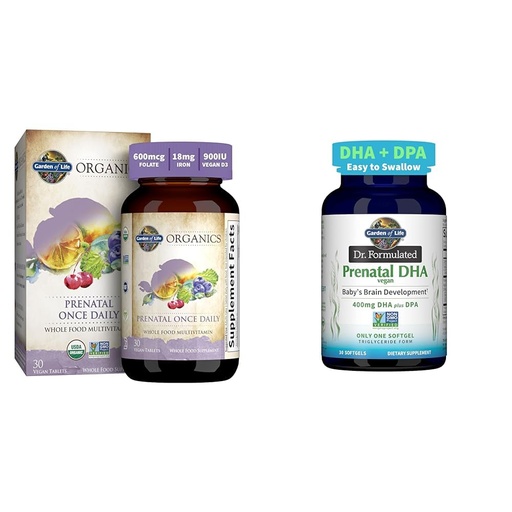 [BRSRAYANOIIBGHY3] Garden of Life Organics Prenatal Multivitamin Folate Energy Healthy Fetal Development Bundle with Vegan DHA Omega-3 Brain Development Support