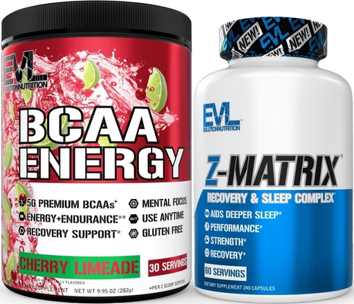 [BRSRG2QCBYHQYH36] Evlution ZMatrix Magnesium and Zinc Post Workout Supplement (60 Servings) Plus Replenishing BCAAs Amino Acids Powder for Pre & Post Workout (Cherry Lime, 30 Servings)