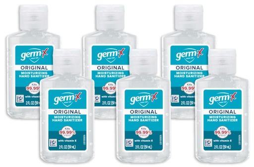 [BRSRMZQLBZ4GYHL2] Germ-X Original Hand Sanitizer, 2 Fl Oz (Pack of 6), Less Drying Moisturizing Gel with Vitamin E, No Rinse Formula, Display Pack, Mini Travel Size for On-The-Go