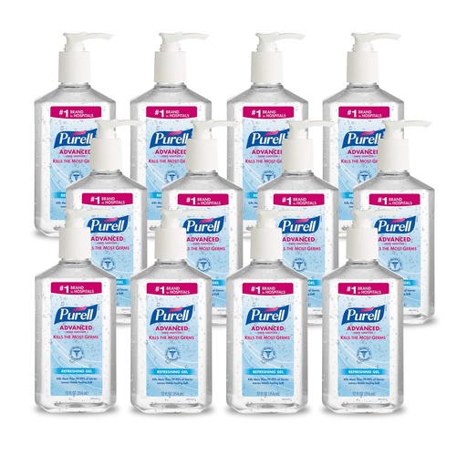 [BRSWIYL7DF4Q2FQV] PURELL Advanced Hand Sanitizer Refreshing Gel, Clean Scent, 12 fl oz Pump Bottle (Pack of 12) - 3659-12