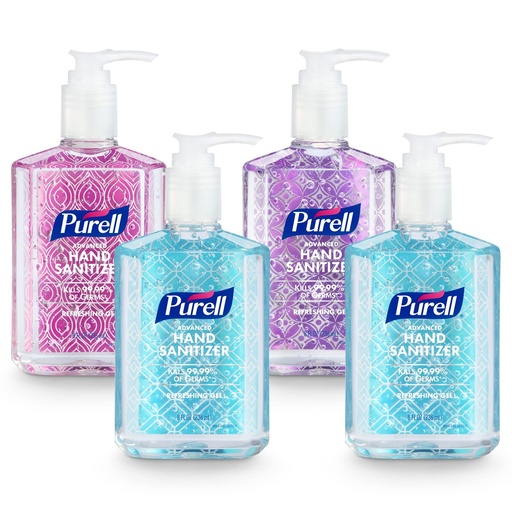 [BRSWIB33BAIAC3TO] Purell Advanced Hand Sanitizer Refreshing Gel Design Series, Clean Scent,Clear, 8 Fl Oz Pump Bottle (Pack of 4), 9652-06-ECDECO