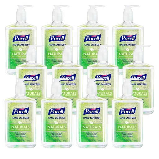 [BRSWK237OV7QYETC] Purell NATURALS Advanced Hand Sanitizer Gel, with Skin Conditioners and Essential Oils, 12 fl oz Counter Top Pump Bottle (Case of 12) - 9629-12