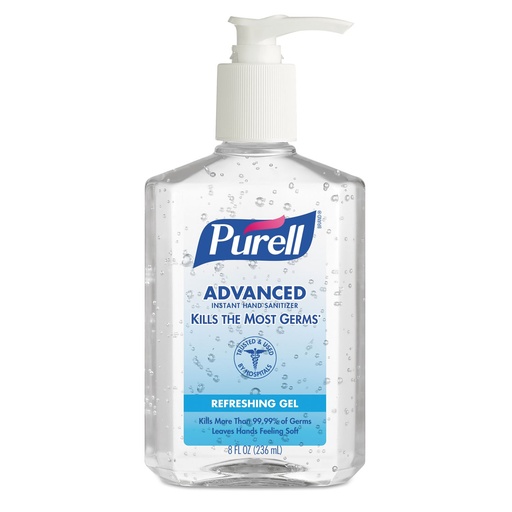 [BRSWIZQTCB7AEF3A] Purell Advanced Hand Sanitizer Refreshing Gel, Clean Scent, 8 fl oz Pump Bottle (Pack of 12), 9652-12