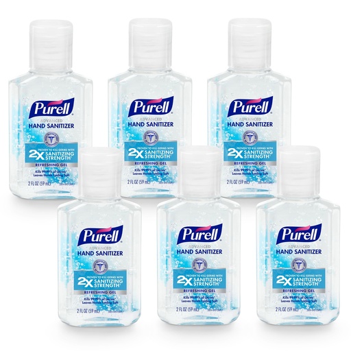 [BRSWYBDQBB7BE3LK] Purell Advanced Hand Sanitizer Refreshing Gel, Clean Scent, 2 fl oz Travel Size Flip Cap Bottle (Pack of 6) – 3155-04-EC