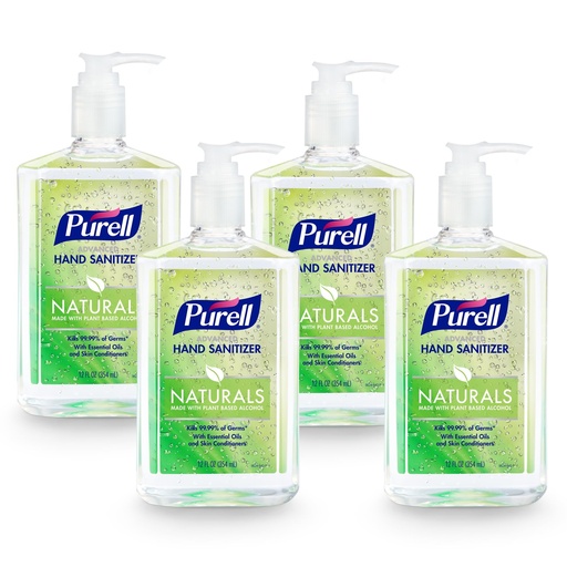 [BRSWYBALCV6WKD33] Purell Advanced Hand Sanitizer Naturals with Plant Based Alcohol, Citrus Scent, 12 fl oz Pump Bottle (Pack of 4) - 3623-06-EC2