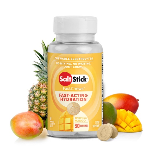 [BRSW2GDYBV7GO3TU] SaltStick Electrolyte FastChews - 60 Count Tropical Mango Chewable Tablets - Salt Tablets for Running and Hydration, Electrolyte Chews