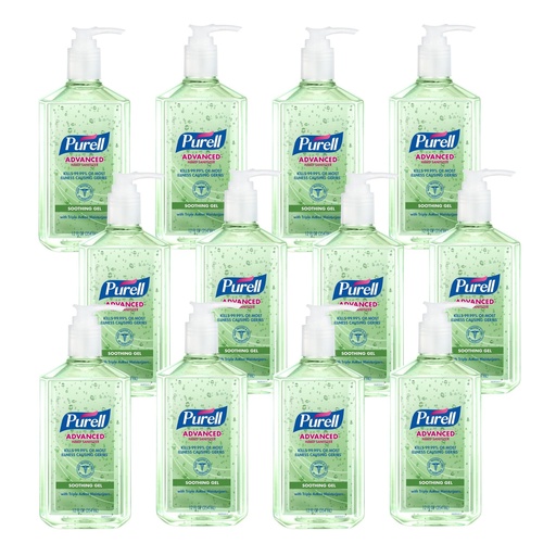 [BRSWI2QABMAA4HDG] PURELL Advanced Hand Sanitizer Soothing Gel, Fresh Scent, 12 fl oz Pump Bottle (Pack of 12) - 3639-12