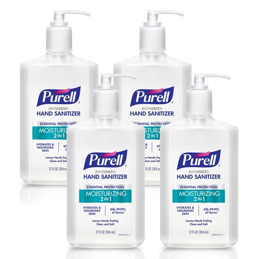 [BRSWYBIFC4GWGFA3] Purell 2in1 Moisturizing Advanced Hand Sanitizer Gel, 12 oz Pump Bottle (Pack of 4) - 3698-06-EC