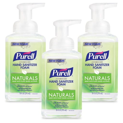 [BRSW2CAOOEPRYE3O] Purell Advanced Hand Sanitizer Naturals Foam with Plant-Based Ethanol, 10 fl oz Foam Pump Bottle (Pack of 3), 3001-06-EC