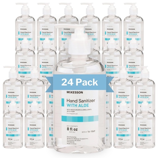 [BRSWICA7OMPRMHTK] McKesson Hand Sanitizer Pump with Aloe, 8 oz [Pack of 24] Bulk, 62% Ethyl Alcohol