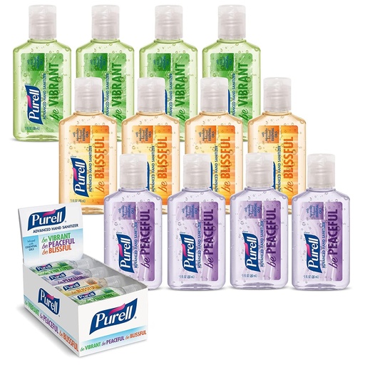 [BRSWIHQ4C4JWA3QZ] PURELL Advanced Hand Sanitizer Gel Infused with Essential Oils, Scented Variety Pack, 1 fl oz Travel Size Flip Cap Bottles (Box of 12 Bottles)- 3901-24-CMRMETRY