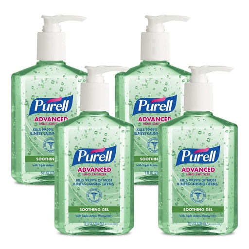 [BRSWIAYFBAAROETI] Purell - 9674-04-ECIN PURELL Advanced Hand Sanitizer Soothing Gel, Fresh Scent, with Aloe and Vitamin E - 8 fl oz Pump Bottle (Pack of 4) - 9674-06-EC