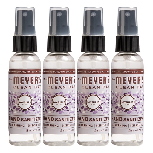 [BRSWYZQOCNYR43I6] MRS. MEYER'S CLEAN DAY Antibacterial Hand Sanitizer Spray, Travel Size, Removes 99.9% of Bacteria, Lavender, 2 oz - Pack of 4