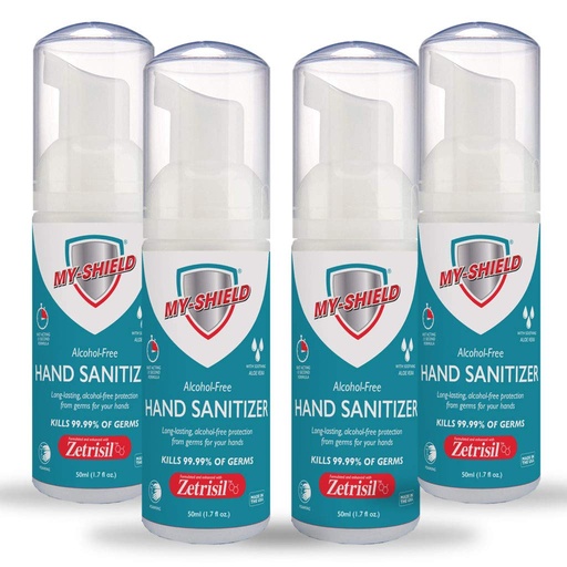 [BRSWGGAOOQBQE3IY] Hand Sanitizer Foam 1.7 oz (4 pack). Long-lasting protection. Softens hands with Aloe Vera. Formulated with Zetrisil. Alcohol FREE. FDA Registered