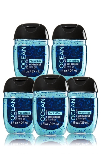 [BRSWIE36AQMB4GY3] Bath & Body Works Ocean for Men Pocketbac - Bundle of 5 - Antibacterial Hand Sanitizer Gel