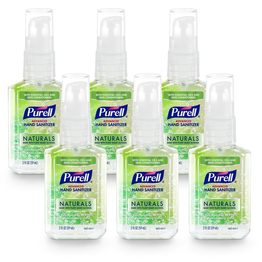 [BRSWKEARDIMWAA32] Purell Advanced Hand Sanitizer Naturals with Plant Based Alcohol, Citrus Scent, 2 Fl Oz Travel Size Pump Bottle (Pack of 6)- 9623-04-EC