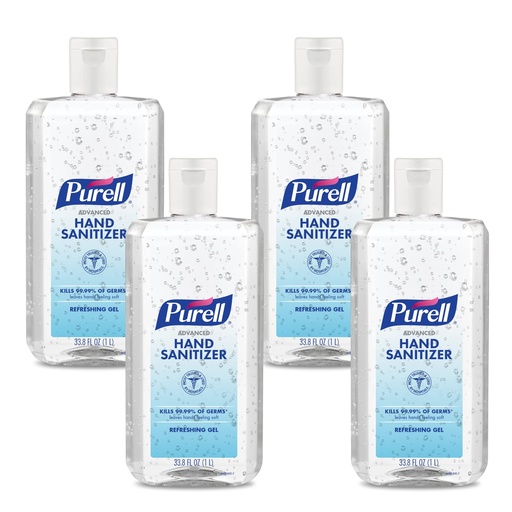 [BRSWYGLYAENW23L7] PURELL Advanced Hand Sanitizer Refreshing Gel, 1-Liter Flip-Cap Bottle (Pack of 4) - 9683-04