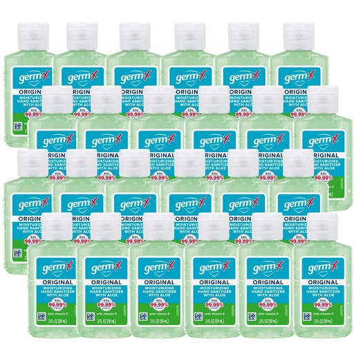 [BRSRAZIOCUOQEG33] Germ-X Original Hand Sanitizer, 2 Fl Oz (Pack of 24), Less Drying Moisturizing Gel with Aloe and Vitamin E, No Rinse Formula, Bulk Mini Travel Size for On-The-Go