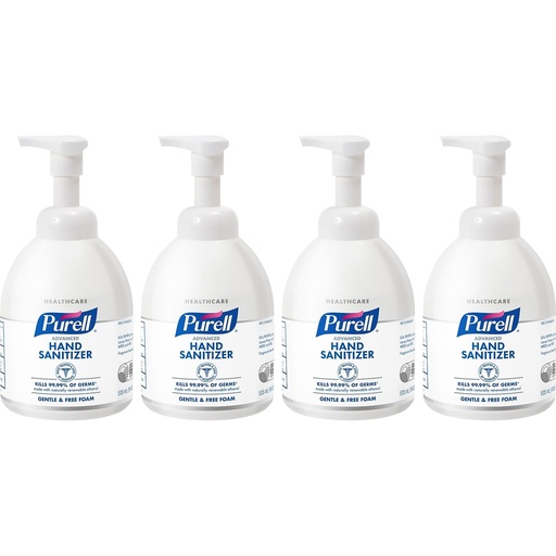 [BRSWIZQHAYPGCFL4] PURELL Advanced Green Certified Hand Sanitizer, Gentle & Free Foam, 535 mL EcoLogo Certified Sanitizer Table Top Pump Bottles (Case of 4) - 5791-04