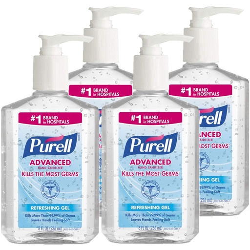 [BRSWYZQOAV7GMYDZ] Advanced Hand Sanitizer Refreshing Gel, Clean Scent, 8 oz Pump Bottle / 4 Bottles