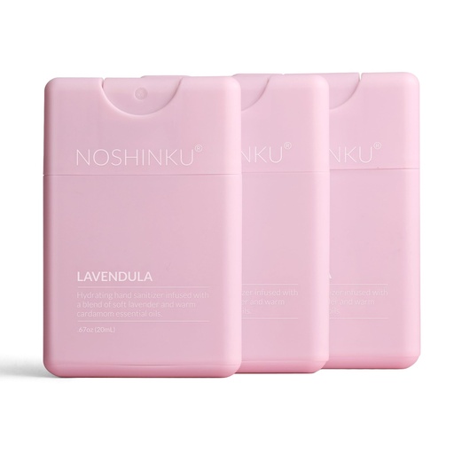 [BRSW2AY5OQNGYFLJ] Noshinku - Refillable Hand Sanitizer Lavendula 3-Pack, Travel Size Spray with Hydrating Botanical Oils, Natural Ingredients, All Natural Fragrances, Sugarcane Derived Alcohol, No Parabens, No Dyes