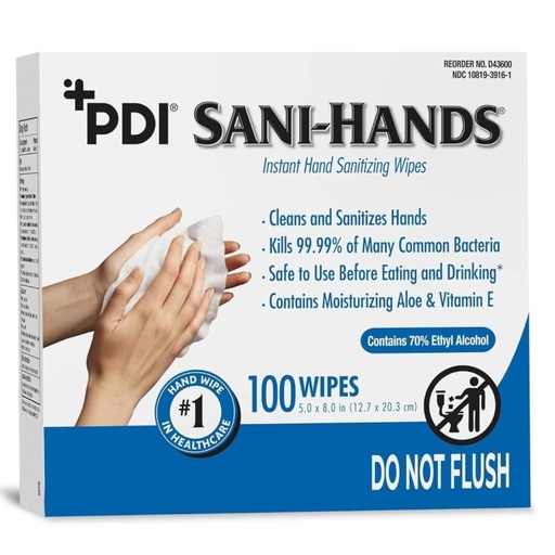 [BRSWIF3RCIGRMCY3] Sani-Hands Hand Sanitizer Wipes 100 Packets Per Box