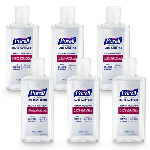 [BRSWYAD4BUOQIC3V] PURELL PRIME DEFENSE Advanced Hand Sanitizer, 85%, Maximum Strength Formula, 4 fl oz Travel Size Bottles (Pack of 6), 3499-04-EC