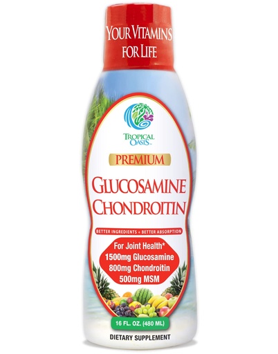 [BRSWKFTYBRYREGQ3] Tropical Oasis–Premium Liquid Glucosamine Chondroitin & MSM- Liquid Joint Support Formula 1500mg Glucosamine, 800mg Chondroitin, & 500mg MSM - 16 Fl Oz
