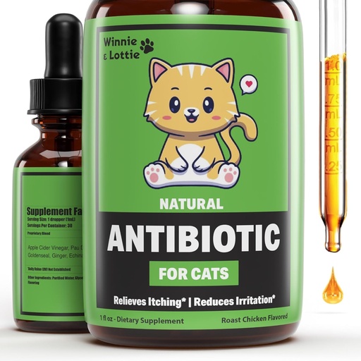 [BRSRAY34O4CQAADX] Winnie & Lottie Natural Antibiotics for Cats | Cat Antibiotics | Cat Antibiotic | Pet Antibiotics | Cat Immune Support | Antibiotic for Cats | Cat Multivitamin | Cat UTI Antibiotics | 1 fl oz